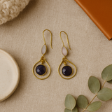 Rose quartz amethyst loop earrings