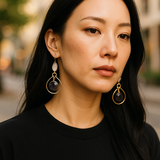 Rose quartz amethyst loop earrings