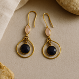 Rose quartz amethyst loop earrings