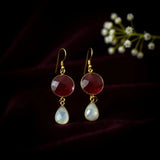 Ruby moonstone dangle earrings