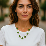 Seven stone peridot clover necklace