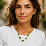 Seven stone peridot clover necklace
