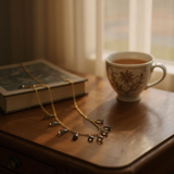 Smoky Topaz Faceted Gold Wire Wrapped Chain Necklace