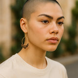 Tiger's eye loop earrings bohemian dangle from the ears