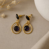 black onyx amethyst loop earrings
