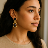 black onyx amethyst loop earrings