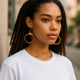 black onyx emerald exquisite hoop earrings