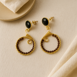 black onyx emerald exquisite hoop earrings