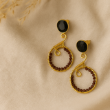 black onyx emerald exquisite hoop earrings
