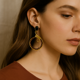 black onyx emerald exquisite hoop earrings