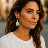 black onyx rainbow moonstone drop earrings