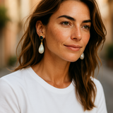 black onyx rainbow moonstone drop earrings