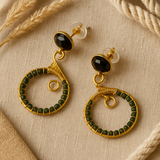 black onyx emerald exquisite hoop earrings