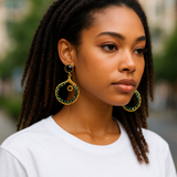 black onyx emerald exquisite hoop earrings