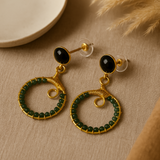 black onyx emerald exquisite hoop earrings
