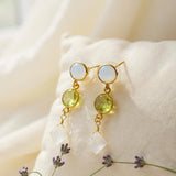 opal lemon topaz moonstone earrings