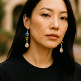 lapis moonstone triangular Earrings