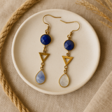 lapis moonstone triangular Earrings