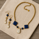 lapis moonstone triangular Necklace