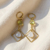 lemon topaz opal geometric earrings