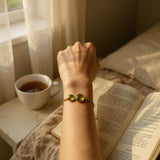 lemon topaz three stone dainty bracelet