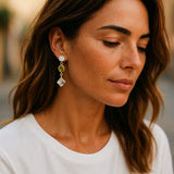 opal lemon topaz moonstone earrings