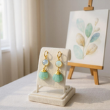 opalite amazonite shell earrings