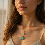 opalite amazonite shell pendant