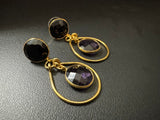 onyx amethyst loop earring