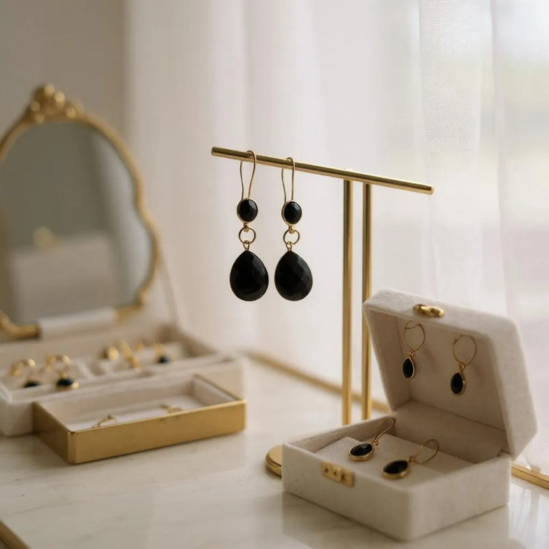 BLACK ONYX EARTHY EMOTIONAL EARRINGS