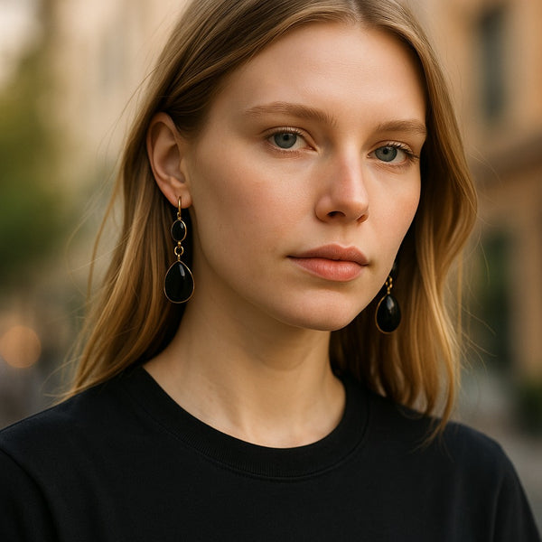 BLACK ONYX EARTHY EMOTIONAL EARRINGS