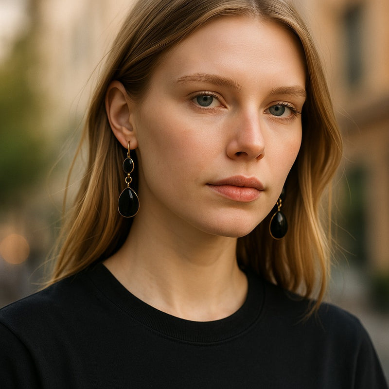 BLACK ONYX EARTHY EMOTIONAL EARRINGS