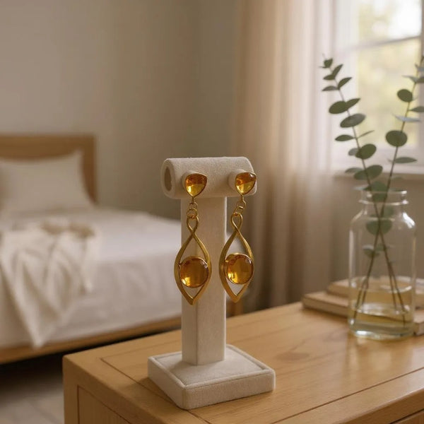 Citrine twist earrings