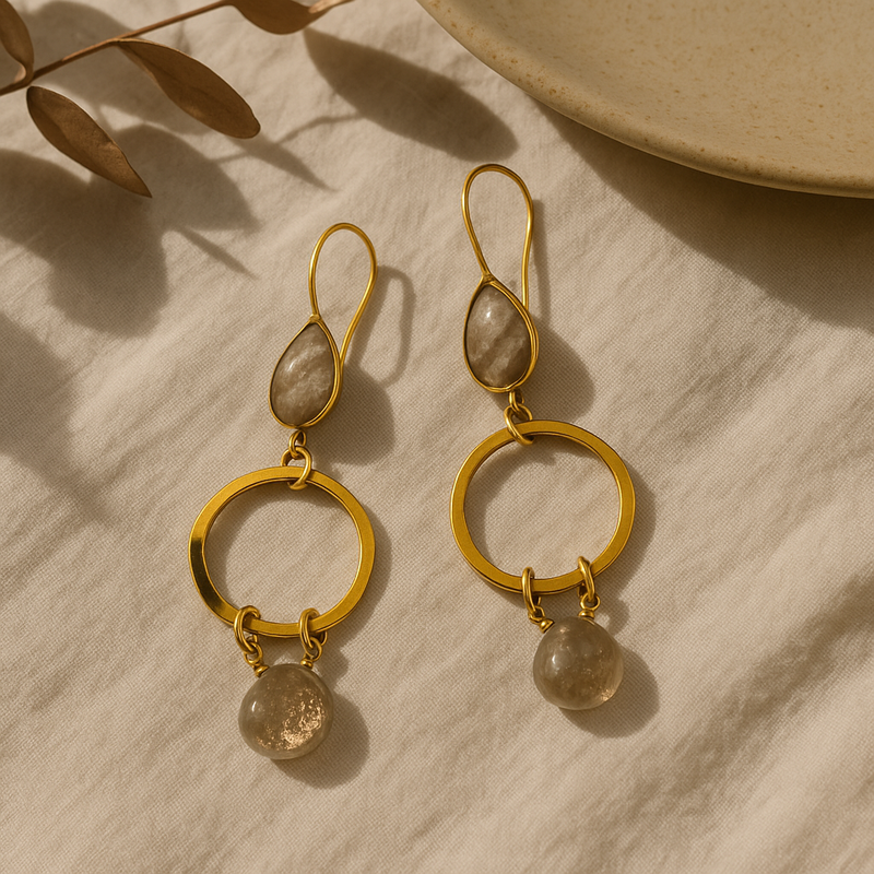 Copper Infused crystal loop drop earrings