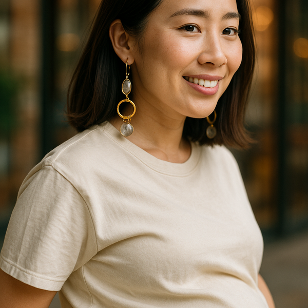 Copper Infused crystal loop drop earrings
