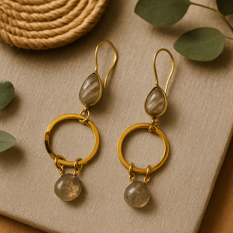 Copper Infused crystal loop drop earrings