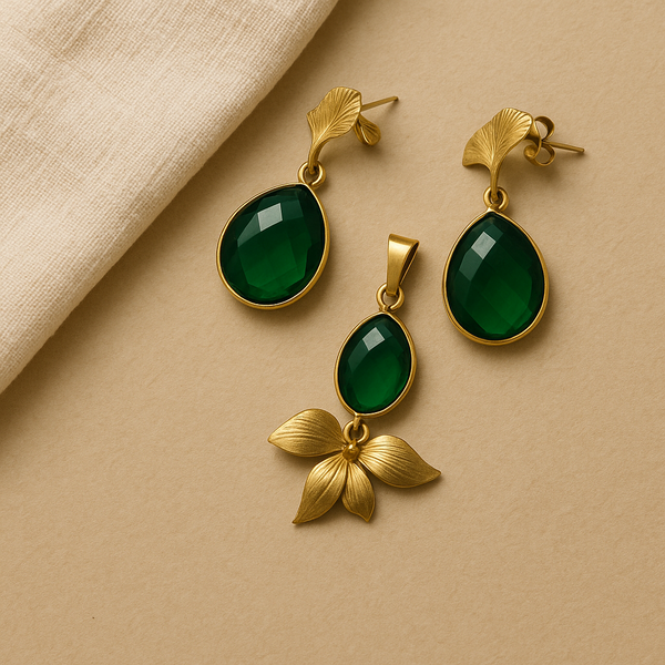 Emerald Ginkgo Pendant
