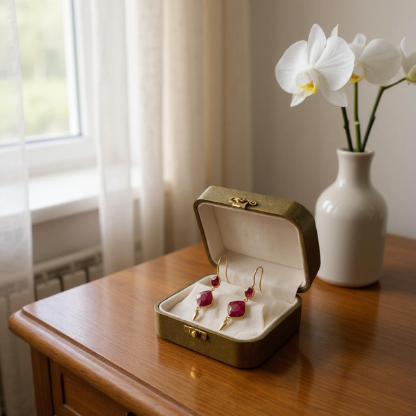 Garnet Ruby exotic escape earring
