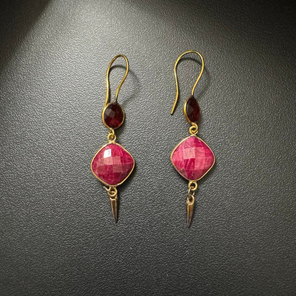 Garnet Ruby exotic escape earring