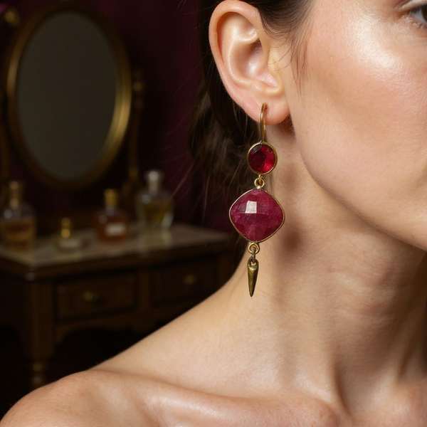 Garnet Ruby exotic escape earring