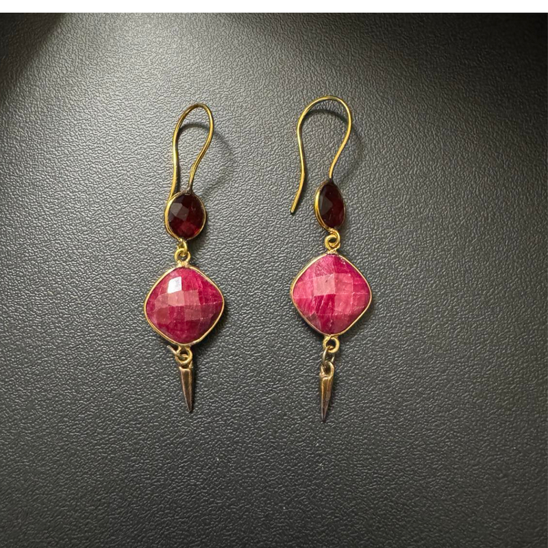 Garnet Ruby exotic escape earring