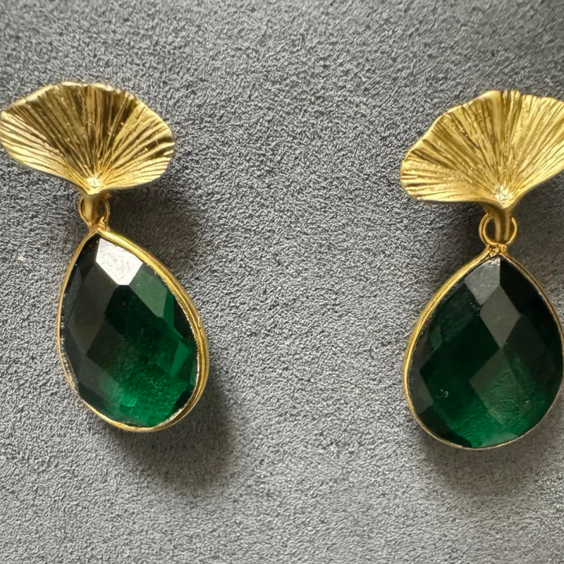 Ginkgo Emerald Earrings