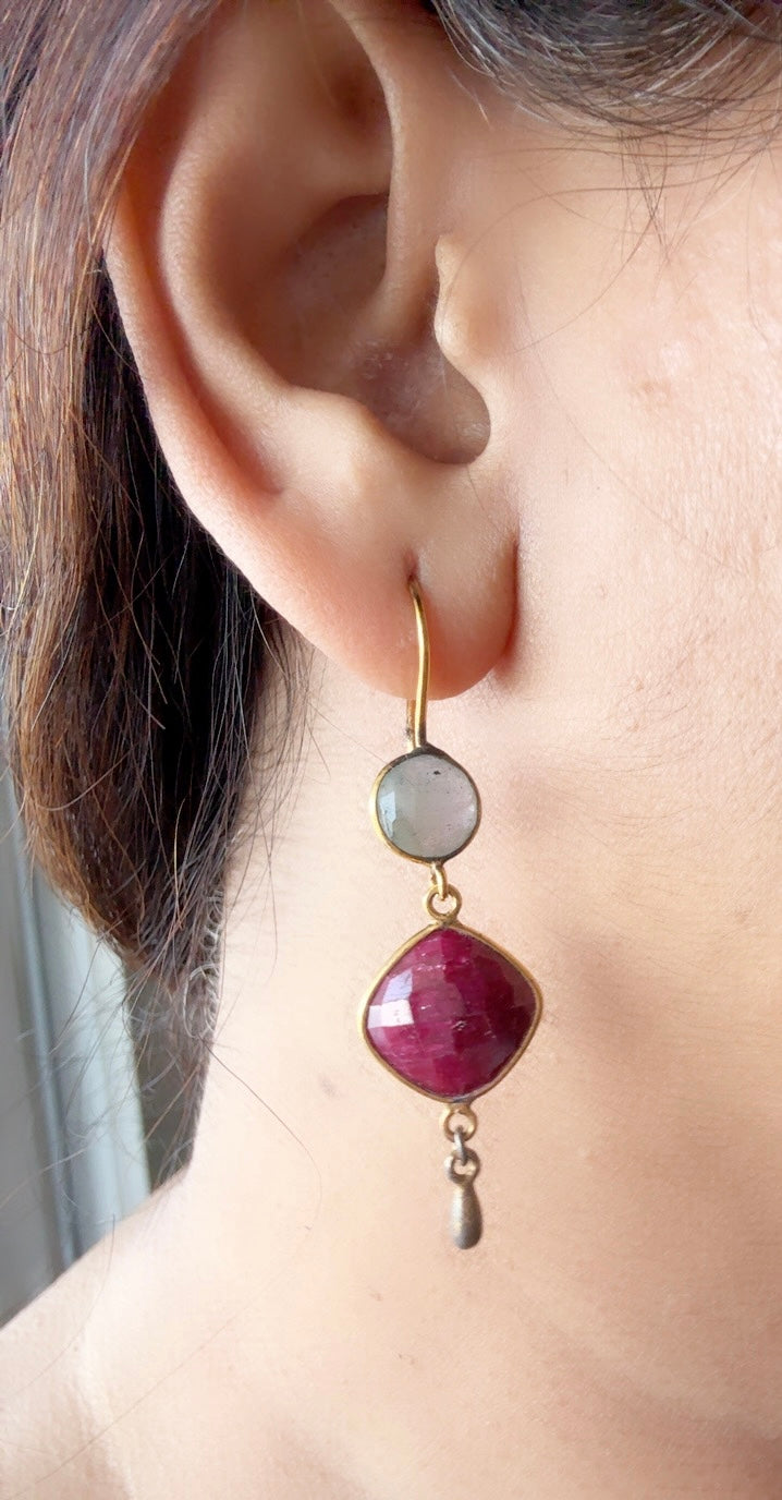 Labradorite Ruby Ebullience earrings