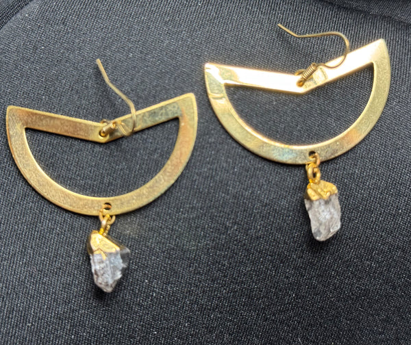 Herkimer Diamond Geometric Earrings