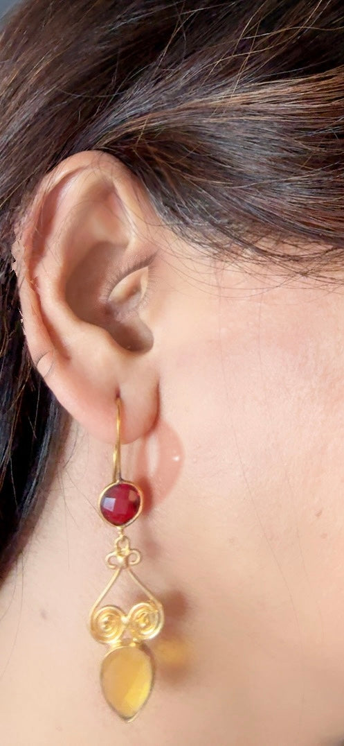 Garnet citrine enticing earrings