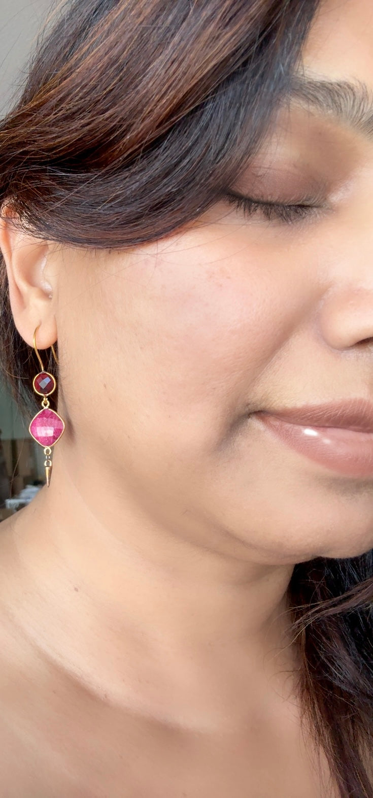 Garnet Ruby exotic escape earring