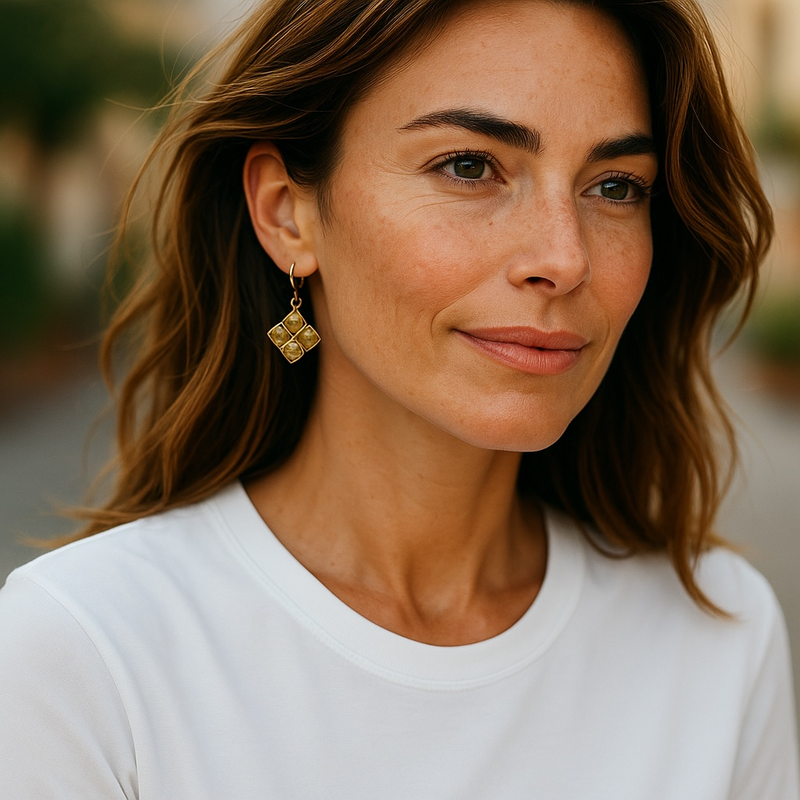 Lemon Topaz grid dangle earrings