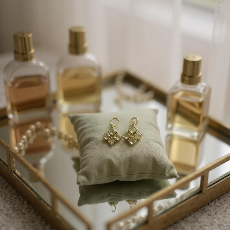 Lemon Topaz grid dangle earrings