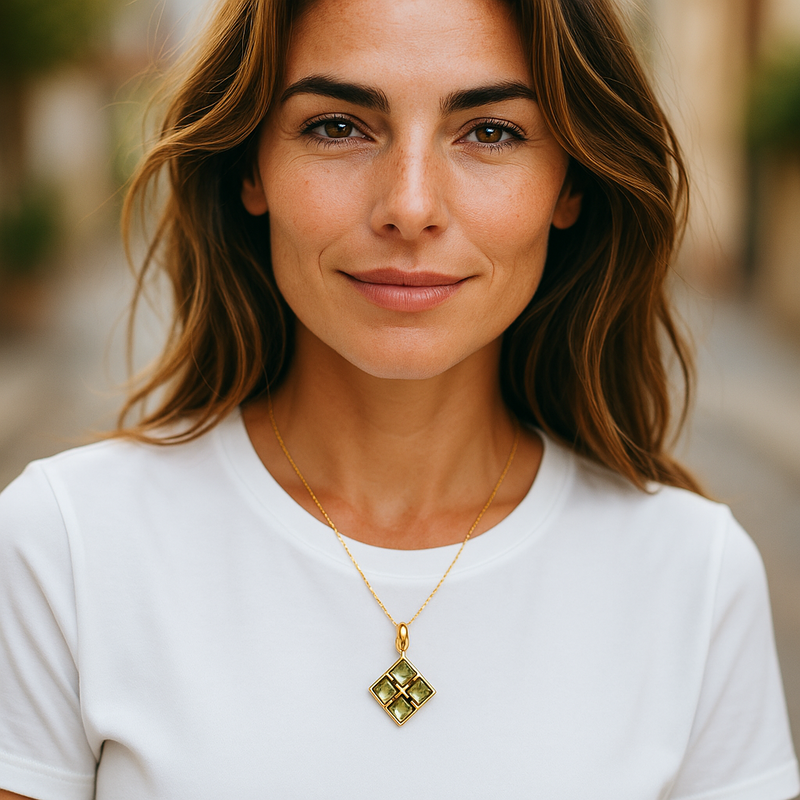 Lemon Topaz grid pendant