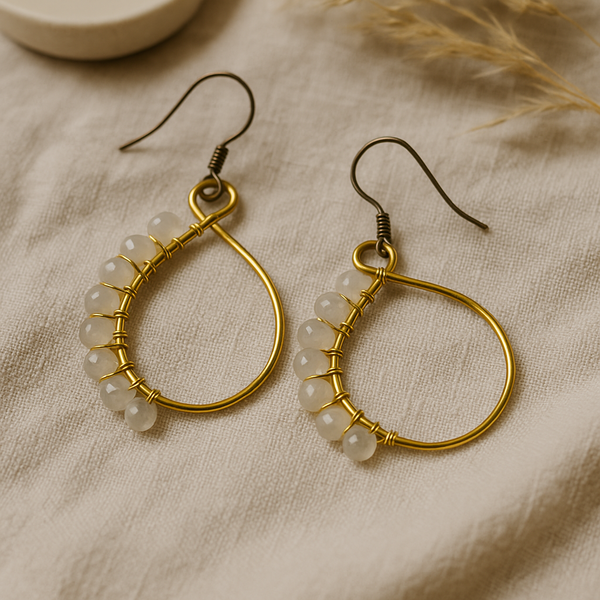 Moonstone twist earrings